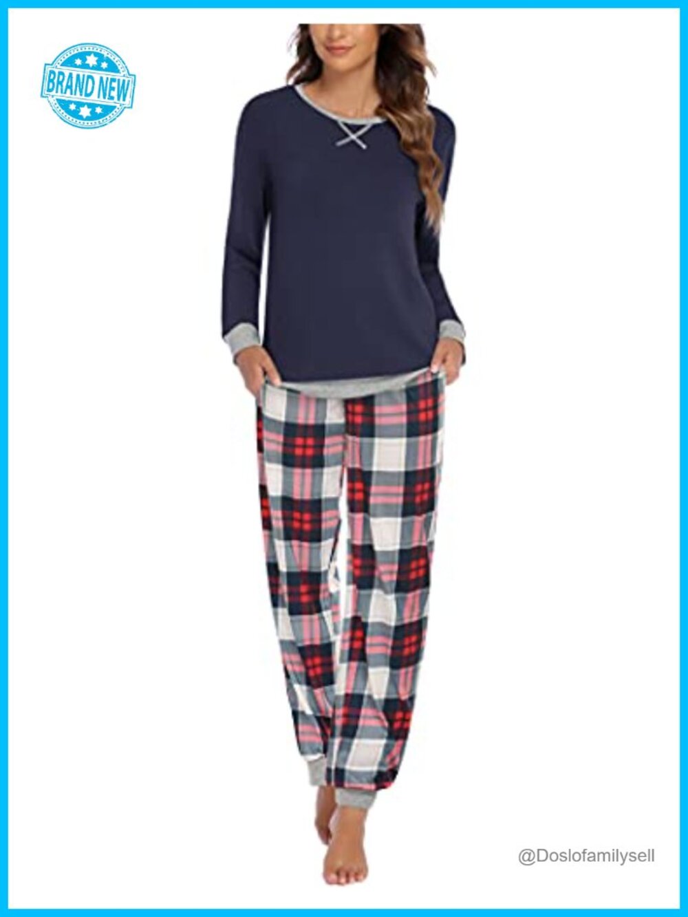Ekouaer Women's 2-Piece Pajama Set Long Sleeve Jogger Lounge Sleepwear